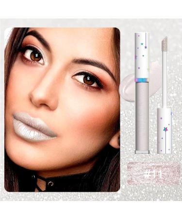 Buy Floral White Metallic Shimmer Glitter Lip Gloss - Long Lasting Waterproof Liquid Lipstick | 1Pc Sparkly Lip Stain Makeup Set for Women - Buy Online on GoSupps.com
