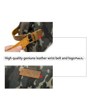 ROYALFAIR Waterproof Waxed Canvas Toiletry Bag for Men with Leather Handle - Durable Outdoor Dopp Kit (Camouflage) - Buy Online on GoSupps.com