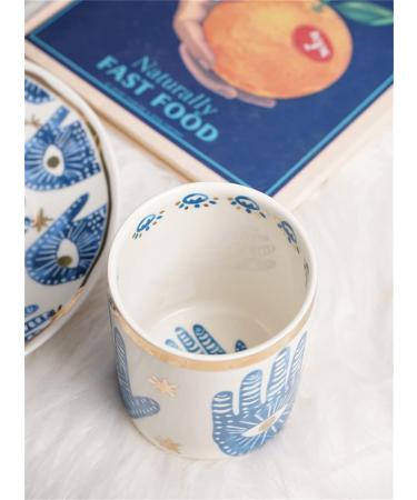 Big Eye Aromatherapy Candle Jar With Lid Ceramic Makecup Cotton Swab Holder Home Deocrative Bottler Home Fireplace Kitchen Dining Decor For Living Room Knick Knacks Candle Holder (Hand) - Buy Online on GoSupps.com