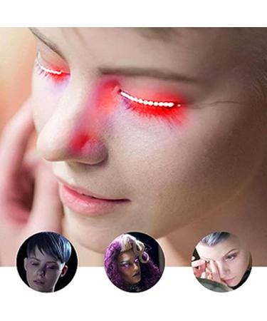  YWBL-WH LED Light Up False Eyelashes Shiny Eyeliner Charming Eyeshadow Headband for Party Bar Night Club Halloween (Red) - Buy Online on GoSupps.com