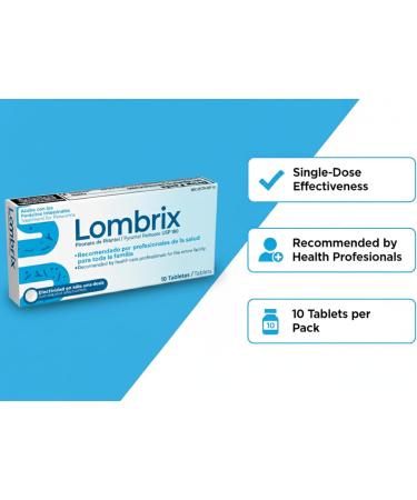 Lombrix Pinworm Medicine Pyrantel Pamoate 180mg Tablets Intestinal Balance Support for Adults and Entire Family One-Time Use Digestive Cleanse Non-Prescription Family Formula 10 Tablets - Buy Online on GoSupps.com
