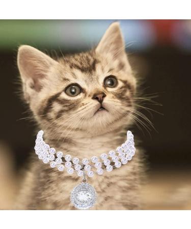 Rayminsino Adjustable Pet Collar with Pearl & Gemstone Diamond Necklace - Stylish Accessories for Cats & Dogs - Buy Online on GoSupps.com
