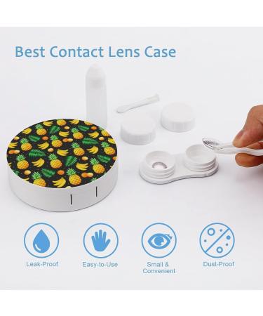 Pineapple Banana Orange Round Case For Contact Lens Kit Storage Box with Mirror Printed - Buy Online on GoSupps.com