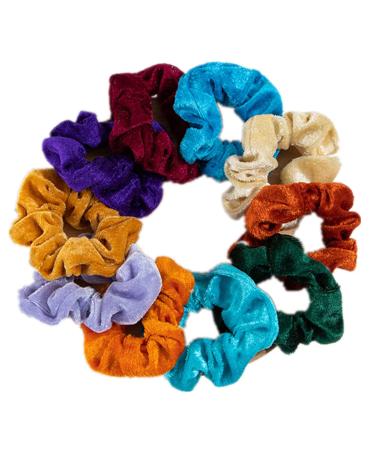 Hair tie scrunching (6 pcs) - soft velvet hair gum for women hair band Skrunchy scrunch for smooth wavy curly curly long thick and thin hair - colorful hair rubbers