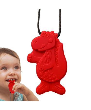 Buy Cute Dinosaur Sensory Chewing Chains | Portable Silicone Bite Chain for Kids | Red Oral Engine Chewing Toy - Buy Online on GoSupps.com