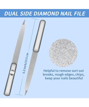 Nail Files-Metal Nail File Professional Double Sided Nail Files for Natural Nails Stainless Steel Nail File for Fingernails Toenails Fingernail File Diamond Nail Files for Home Salon Travel Use - Buy Online on GoSupps.com