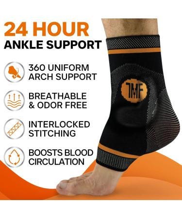 Compression Ankle Brace with Silicone Support - Copper Plantar Fasciitis & Achilles Tendonitis Relief - Unisex Medium Size - Buy Online on GoSupps.com