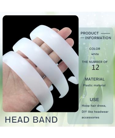 VOKOY 12 Pcs White Plastic Headbands - 1 Wide Plain Headbands for Girls and Women - Buy Online on GoSupps.com