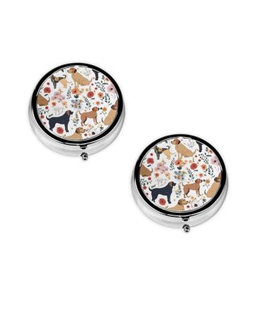 Cartoon Cat and Dog Printed Mini Round Pill Box Pill Box 3 Compartment Medicine Pill Case Pill Organizer Travel Pillbox Portable Pill Box for Pocket Home Office Use