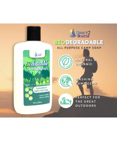 Biodegradable Camp Soap 8 oz (2 Pack) - Fresh & Salt Water Safe - Unscented & Fragrance-Free - Travel Hand, Dish, Clothing, and Laundry Soap - Buy Online on GoSupps.com