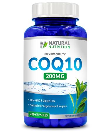 Natural Vitamin Coq10 200mg 200 Capsules Quick Absorption - Gluten Free & Non-GMO
