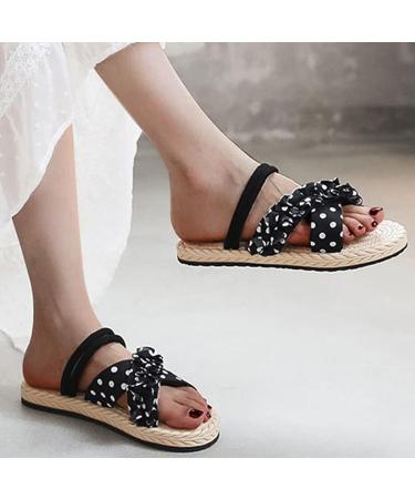 HSYHKDSY Women's Black Flat Sandals - Sparkly Glitter Summer Shoes for Holidays | Comfortable & Elegant | Size 5.5 UK - Buy Online on GoSupps.com