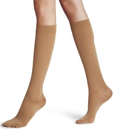 Falke Lufthansa Travel & Comfort Women's Energy 50 The knee socks half eye -catching compression pressure -free comfort bund long travel better blood circulation fine soft material 1 pair 40 brown (powder 4069)