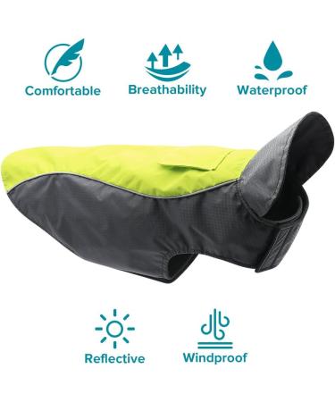 VIZPET Waterproof Reflective Dog Raincoat | Lightweight High Visibility Jacket for Small, Medium, Large Dogs - Green-L - Buy Online on GoSupps.com