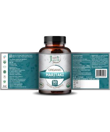 Just Jaivik Organic Haritaki (Terminalia Chebula) - 750mg (90 Tablets) | Dietary Supplements for Detoxification & Rejuvenation for Vata 90 Count (Pack of 1) - Buy Online on GoSupps.com