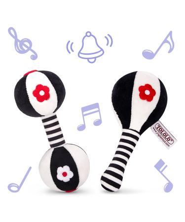 AUYYOSK 2PCS Soft Rattles for Baby,Baby Rattles 0-3 Months,Baby Toys 0-6 Months,Newborn Baby Toys,Car Seat Toys for Infants,Baby Dumbbell Toy Rattle Set,Infant Toys 0-6 Months 2Pcs Baby Rattles