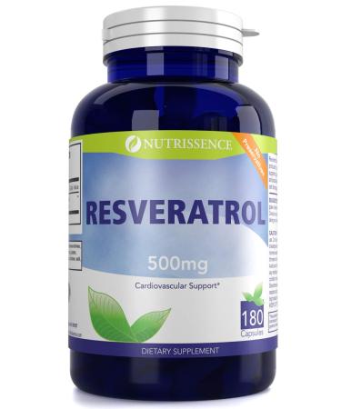 Resveratrol 500mg 180 Capsules - Nutrissence - 90 Servings of 1000mg or 60 Servings of 1500mg
