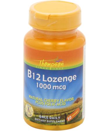 Thompson B12 Lozenge - Natural Cherry Flavor 1000 mcg | 30 Lozenges | Energy & Wellness - Buy Online on GoSupps.com