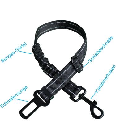 Easeria Premium Dog Car Safety Belt - Adjustable Elastic Dog Seatbelt for Small & Medium Dogs (50-70-87cm) - 2 Pieces in Black - Buy Online on GoSupps.com