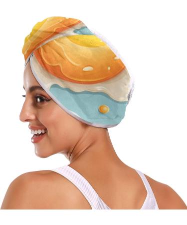 Fresh Fried Egg Hair Towel 2 Pack | Super Absorbent Quick Dry Hair Turbans for Women & Girls - Buy Online on GoSupps.com