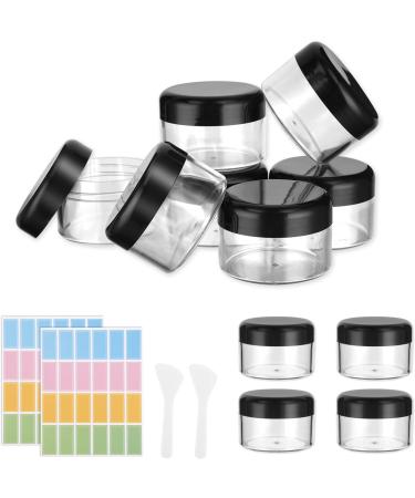 Plastic Cosmetic Jar 12 * 50ml Transparent & Visible Sample Container Jar Black Screw Cap Bottle with Sticker & Small Spoon Suitable for Cosmetic/cream/gel/paste/beads/mineral Items Etc. 12pcs Black 50ml - Buy Online on GoSupps.com