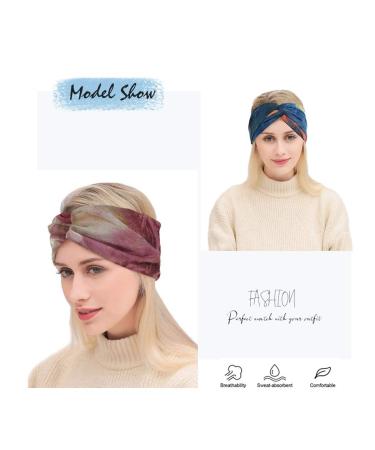 Gortin Boho Tie Dye Headbands for Women and Girls - 4 Pcs Set | Criss Cross Hair Bands, Stretch Yoga Sweatband, Turban Twist Head Wraps - Buy Online on GoSupps.com
