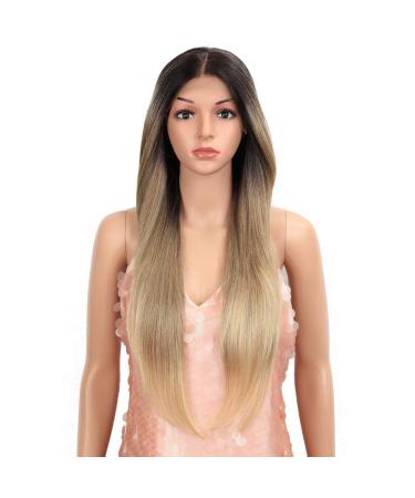 Style Icon Easy-360 Lace Wigs 28" Free Part Lace Frontal Wigs Long Straight Wig Ombre Blonde Synthetic Wig(28", SOP 22613) 28 Inch (Pack of 1) SOP 22613