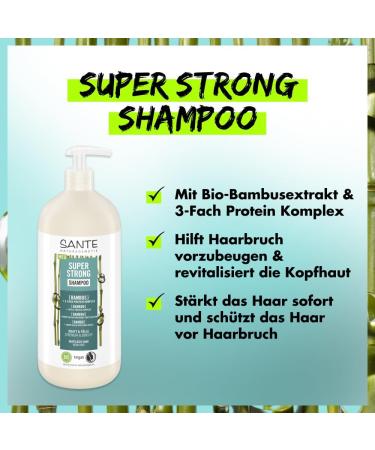 SANTE Naturkosmetik Super Strong Shampoo with organic bamboo extract + triple-thickness protein complex vegan shampoo with natural ingredients strengthens weak and damaged hair. - Buy Online on GoSupps.com