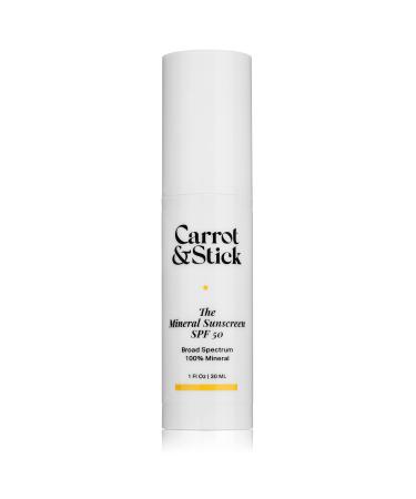 Carrot & Stick The Tinted Mineral Sunscreen SPF 50 for Face - Titanium Dioxide  Zinc Oxide  Iron Oxide  Hyaluronic Acid  Vitamin C and E  1 Fluid Ounce
