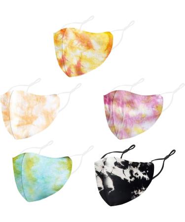 5PCS Reusable Fabric Face_Mask Covering Unisex - Cute Print Cloth Washable Breathable Mouth Shield Protection Men Women - Buy Online on GoSupps.com
