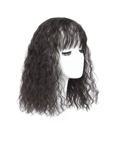 Fluffy Messy Tip Wig for Women - Curly Wavy Synthetic Wig with Corrugated Ponytail - 35cm Black - Buy Online on GoSupps.com