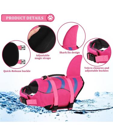 Doglay Shark Mermaid Dog Life Jacket for Small to Large Dogs | Adjustable Pet Life Vest with Rescue Handle | Strong Buoyancy for Swimming - X-Large - Pink - Buy Online on GoSupps.com