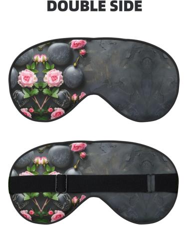 Buy Spa Stone & Rose Flowers Print Double-Sided Eye Mask - Soft Light Blocking for Better Sleep Quality | International Shipping Available - Buy Online on GoSupps.com