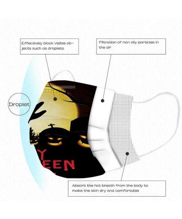 3 Ply Disposable_Face_Mask with Halloween Cute Pattern Design Comfortable Covers Suitable For Adults Outdoor Use Protection - Buy Online on GoSupps.com