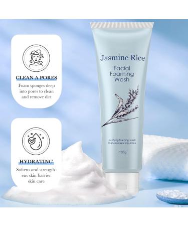 Jasmine Rice Face Wash Gentle Acne Face Wash Pure Rice Cleansing Foam Refreshing Face Wash Pore Deep Cleansing Foam Daily Gentle Cleanser Hydrating Cleanser for Radiant Smooth Exfoliating - Buy Online on GoSupps.com