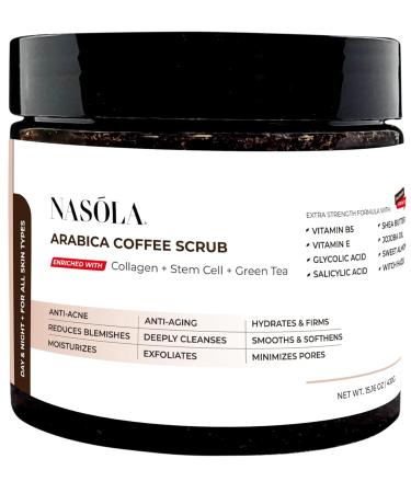 Premium Arabica Coffee Body Scrub with Collagen & Green Tea - Exfoliating Scrubber for Wrinkles Stretch Marks & Smoother Skin - 15.16 Oz - Buy Online on GoSupps.com