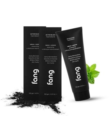 Fanng Natural Toothpaste Organic Vegan Activated Charcoal for Teeth Whitening Sensitive Teeth Cavity Protection Pack of 2 4.32oz
