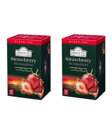 Ahmad Teas - Strawberry Black Tea 1.4oz - 20 Tea Bags (Pack of 2)