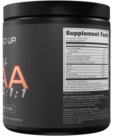 Bucked Up Original BCAA 2:1:1 Branched Chain Essential Amino Acids - Supplement Powder - | 100% Pure 2:1:1 Instantized Formula | Pre/Post Workout | 30 Servings | (Peach Ring Flavor) - Buy Online on GoSupps.com