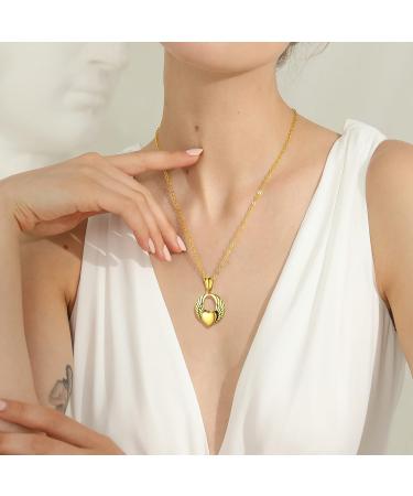 U7 Women's Gold Cremation Urn Necklace for Ash - Celtic Knot Dog Feet Wings Crucifix & Cylinder Pendant - Stainless Steel Burial Jewelry for Men - Buy Online on GoSupps.com