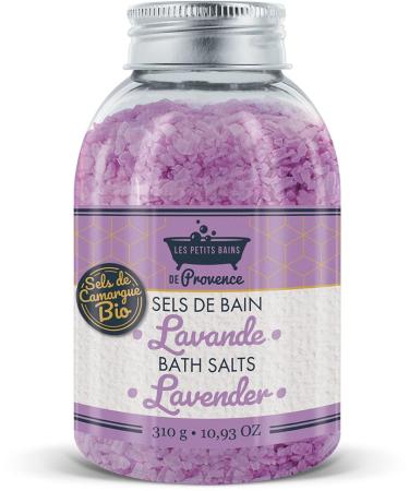 LES PETITS BAINS DE Provence Les Petits Bains de Provence Lavender Bath Salt 310 g - Real Camargue Salt - Made in France - Relaxing and Sensory Bath