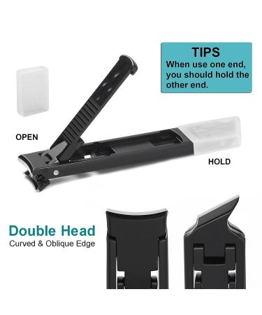 VOGARB Portable Nail Clippers for Thick Nails - Ultra Slim Folding Design with Safety Lock and File - Double Head Curved Trimmer for Toenail and Fingernail - Wide Jaw Opening Cutter (Black) - Buy Online on GoSupps.com