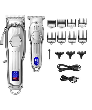 Hair Clippers for Men 2 In 1 Full Metal Combo Kit Barber Hair Clipper For Men Professional Electric Beard Hair Trimmer Rechargeable Haircut