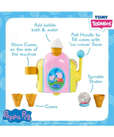 Peppa Pig Bubble Ice Cream Maker - Fun Bath Toy for Kids | TOMY Toomies Foam Cone Factory for 18 Months to 4 Year Old Boys & Girls - Buy Online on GoSupps.com