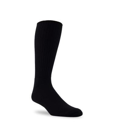 JB Field's 98% Cotton Non-Binding Cushion Sole Socks (2 Pair) Large Black