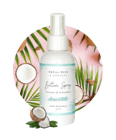 SoCal Suds & Company - All Natural Diaper Cleansing Spray for Baby - No Rinse Cleansing Water Baby w Calendula & Coconut Water - Gentle Soothing Bottom Wash Cleanses & Soothes Babies - 4oz Unscented