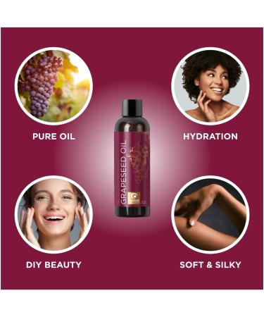 Pure Grapeseed Oil for Skin Care - Cold Pressed, Moisturizing Carrier Oil with Vitamin E for Anti-Aging, Dry Skin & Hair - 100% Natural - Buy Online on GoSupps.com