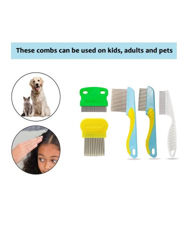 Stainless Steel Head Nit Comb - Set of 5 | Effective Lice and Nit Removal for Pets, Kids, and Adults - Buy Online on GoSupps.com
