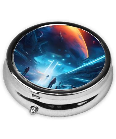 Science Fiction Futureround Pill Box | 3 Compartment Portable Travel Organizer for Easy Medication Management - Buy Online on GoSupps.com