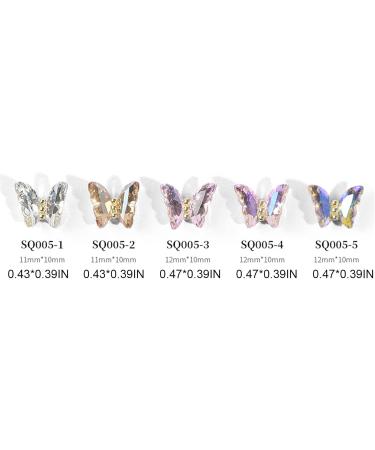 FEIlei 5 Nail Art Charms Glass Nail Rhinestones Alloy Butterfly-Nail Crystals Diamonds - Buy Online on GoSupps.com
